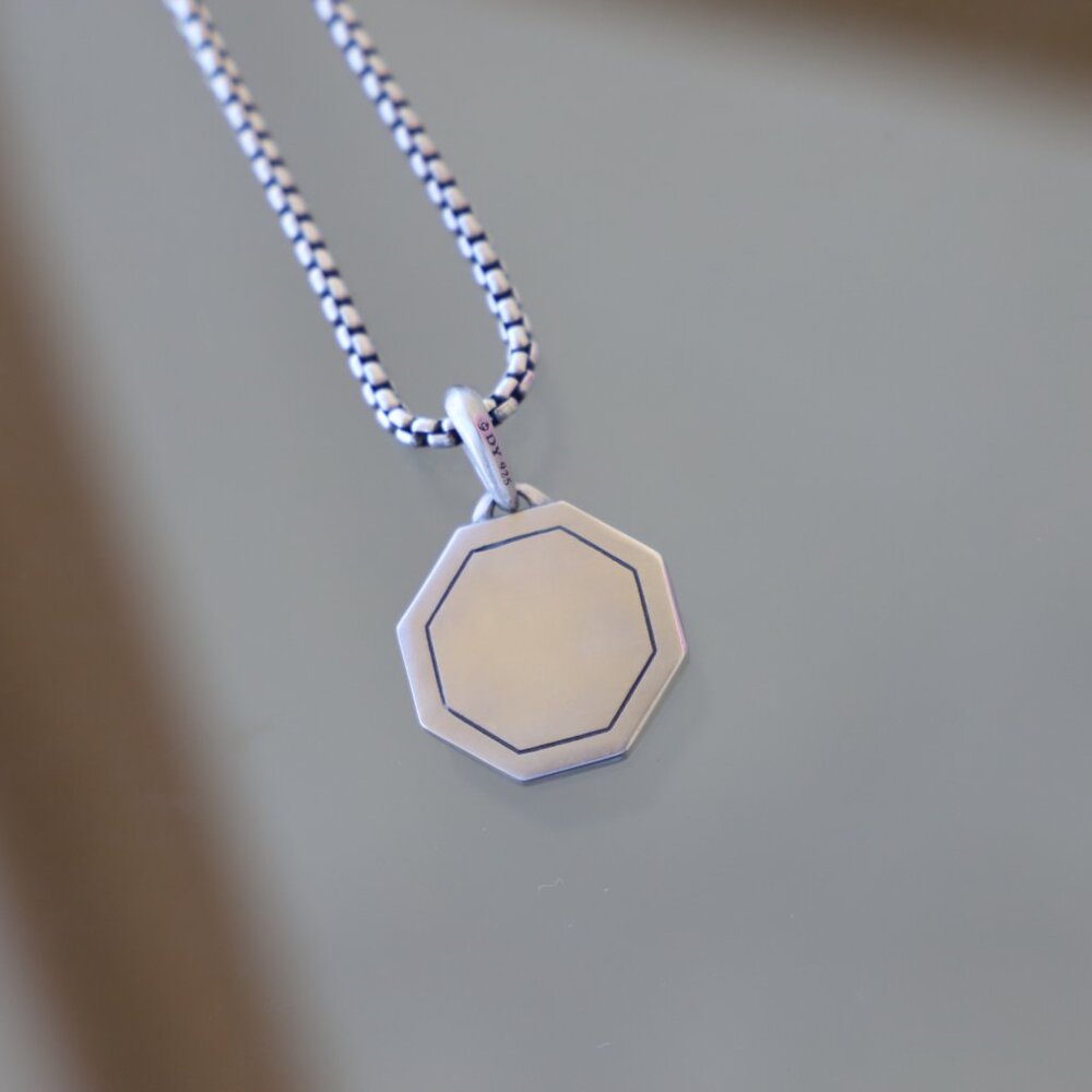 David Yurman Sterling Silver Saint Patrick Amulet with 22" Box Chain Necklace - Picture 4 of 7